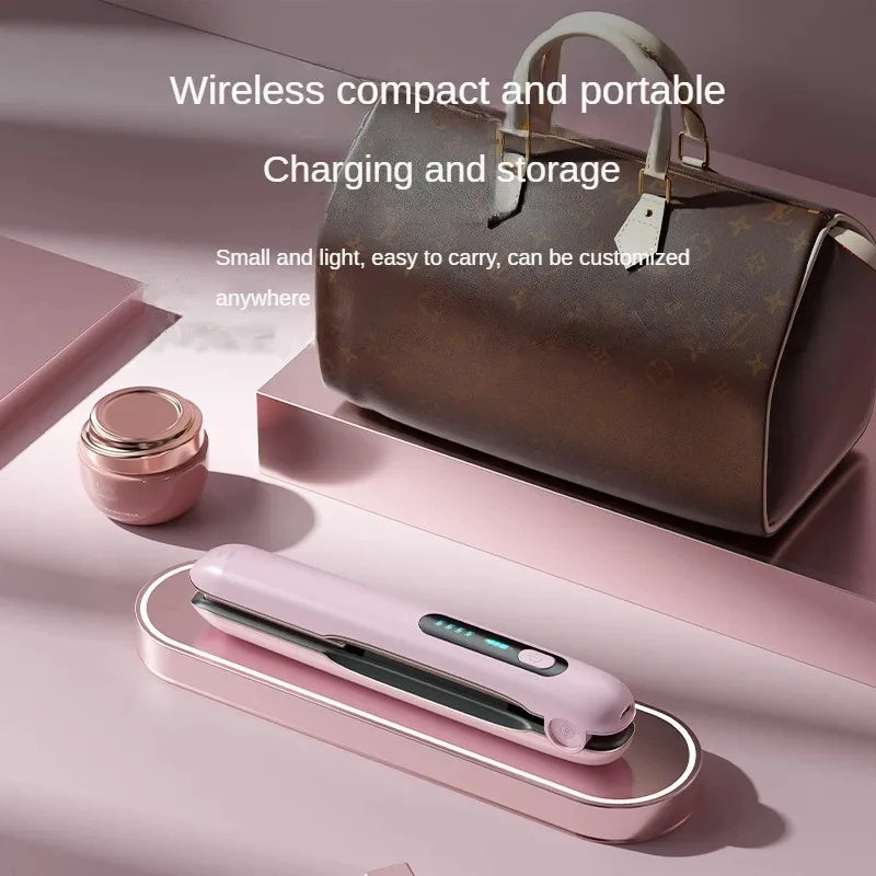 مكواة فرد الشعر اللاسلكية المسطحة ميني 2 في 1 رولر USB