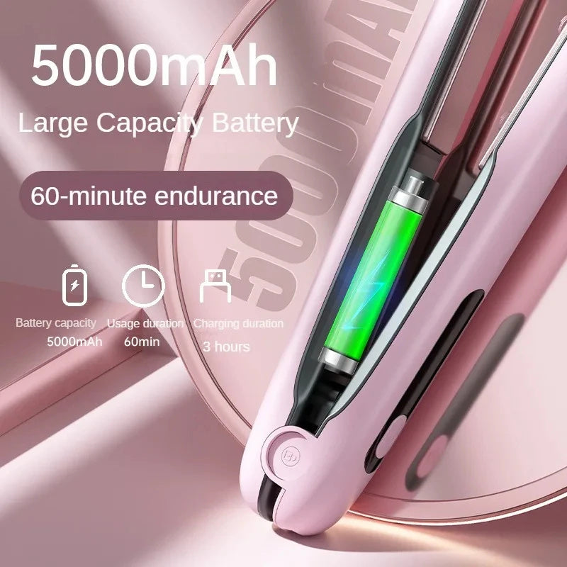 مكواة فرد الشعر اللاسلكية المسطحة ميني 2 في 1 رولر USB
