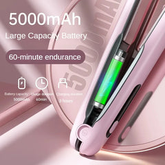 مكواة فرد الشعر اللاسلكية المسطحة ميني 2 في 1 رولر USB