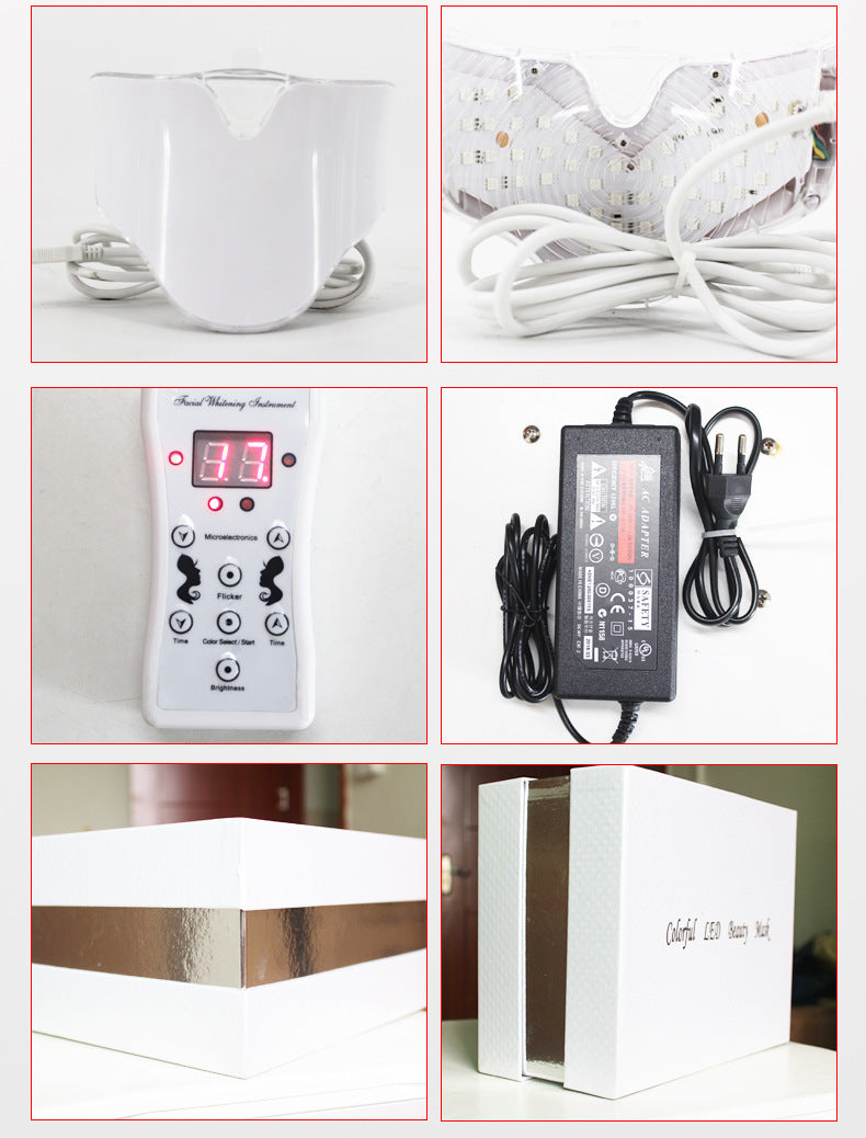 قناع تجميل ملون بإضاءة LED 7 ألوان