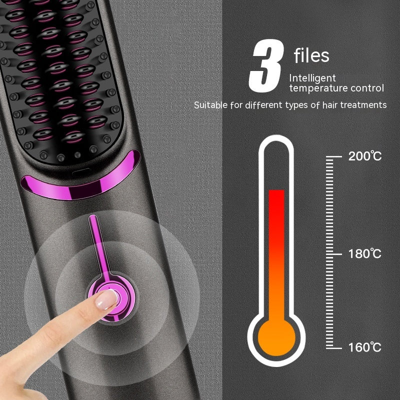 مشط لاسلكي مستقيم بشحن USB لفات تصفيف الشعر