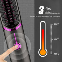مشط لاسلكي مستقيم بشحن USB لفات تصفيف الشعر